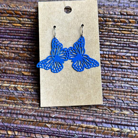 BOGO FREE BLUE LASER CUT OUT BUTTERFLY EARRINGS - Picture 3 of 4